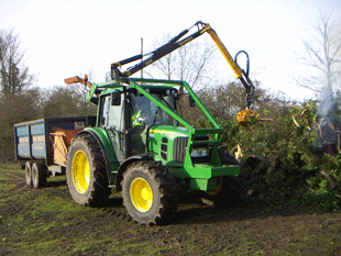 South Bucks Tree Surgeons Tree felling and SAFE removal of the felled tree with modern equipment