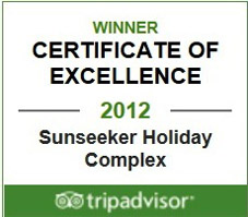 Sunseeker Holiday Complex Winner Tripadvisor certificate